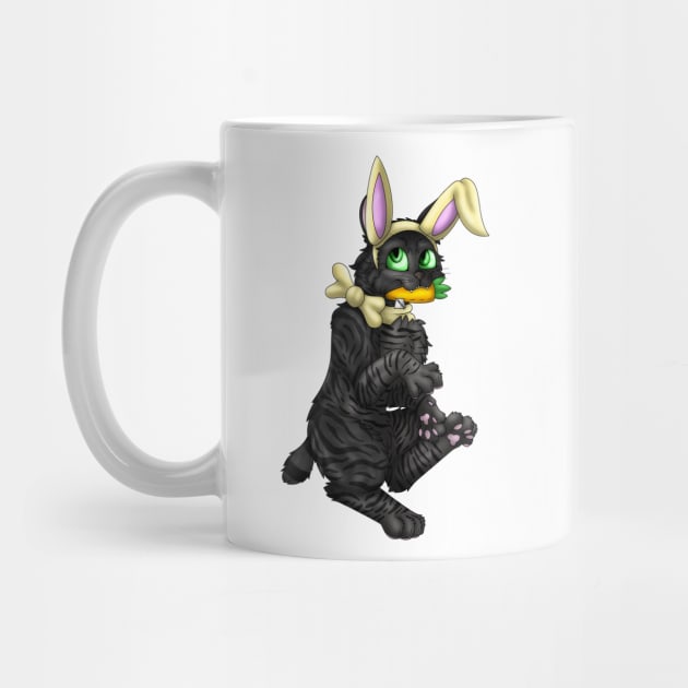 Bobtail BunnyCat: Black Tabby (Yellow) by spyroid101